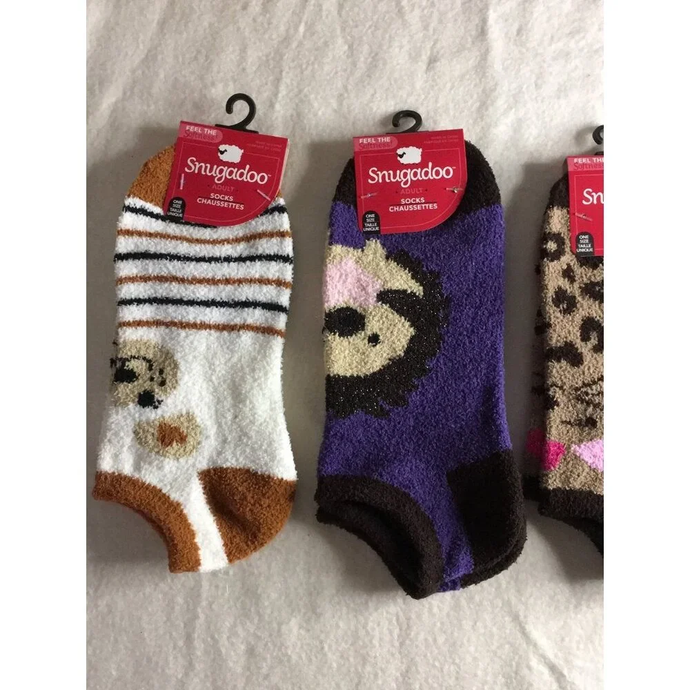 B15 Bundle Of 4 New Women’s Fleece Animal Prints Dog/Cat/Panda Socks One Size